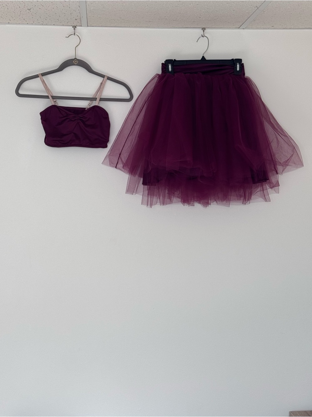 Balera Plum Tulle Ballet Crop Top and Tutu Skirt Set